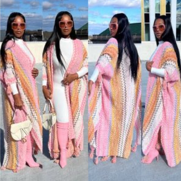 Colorful Zigzag Patterned Kimono - Picture 9 of 11